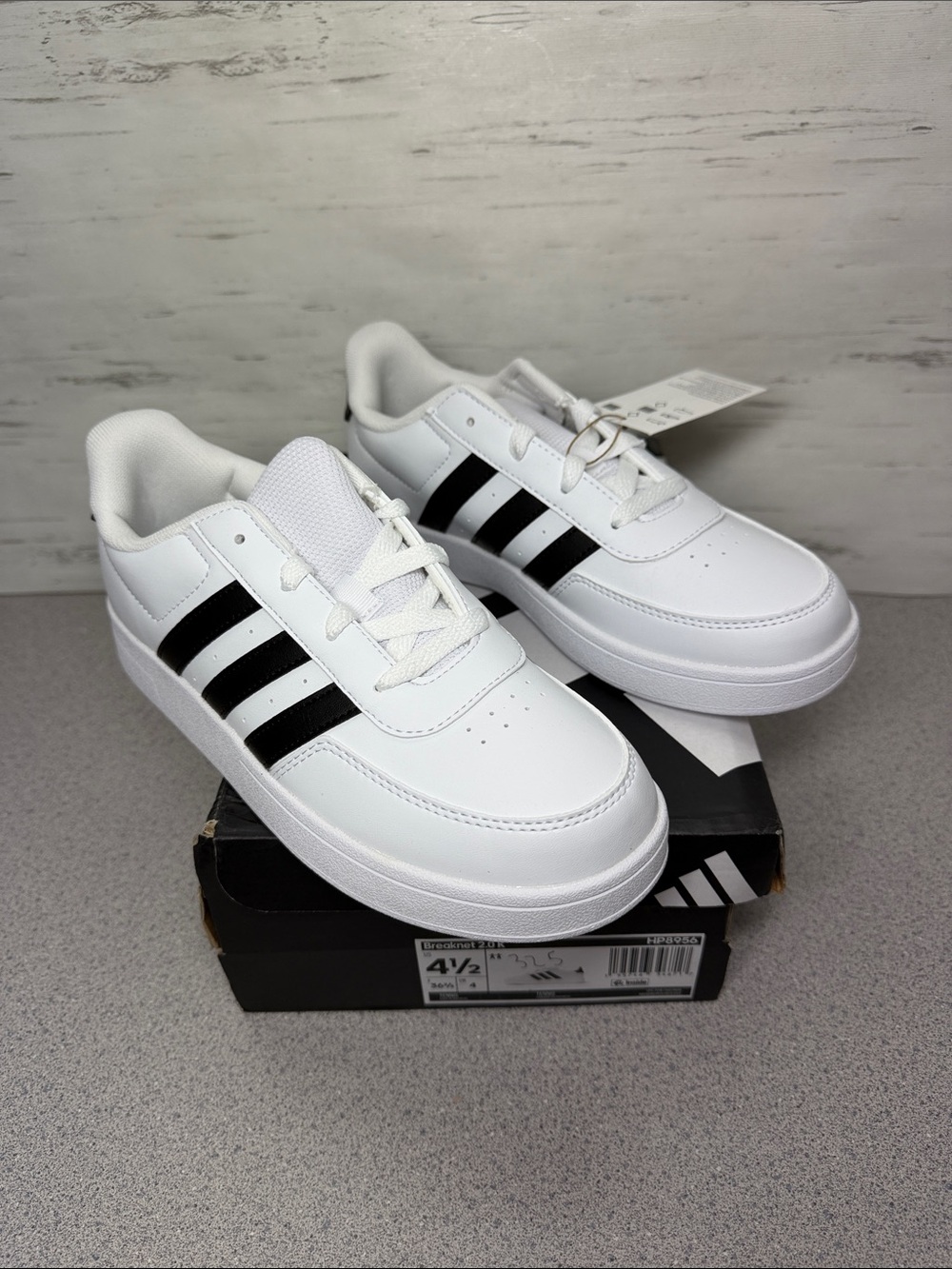 adidas White Low-Top Sneakers with Black Stripes